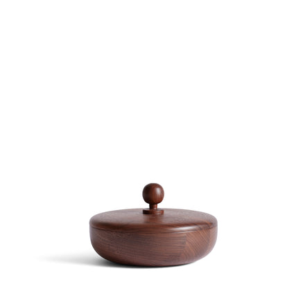 Wide Container with Circle Lid in Walnut
