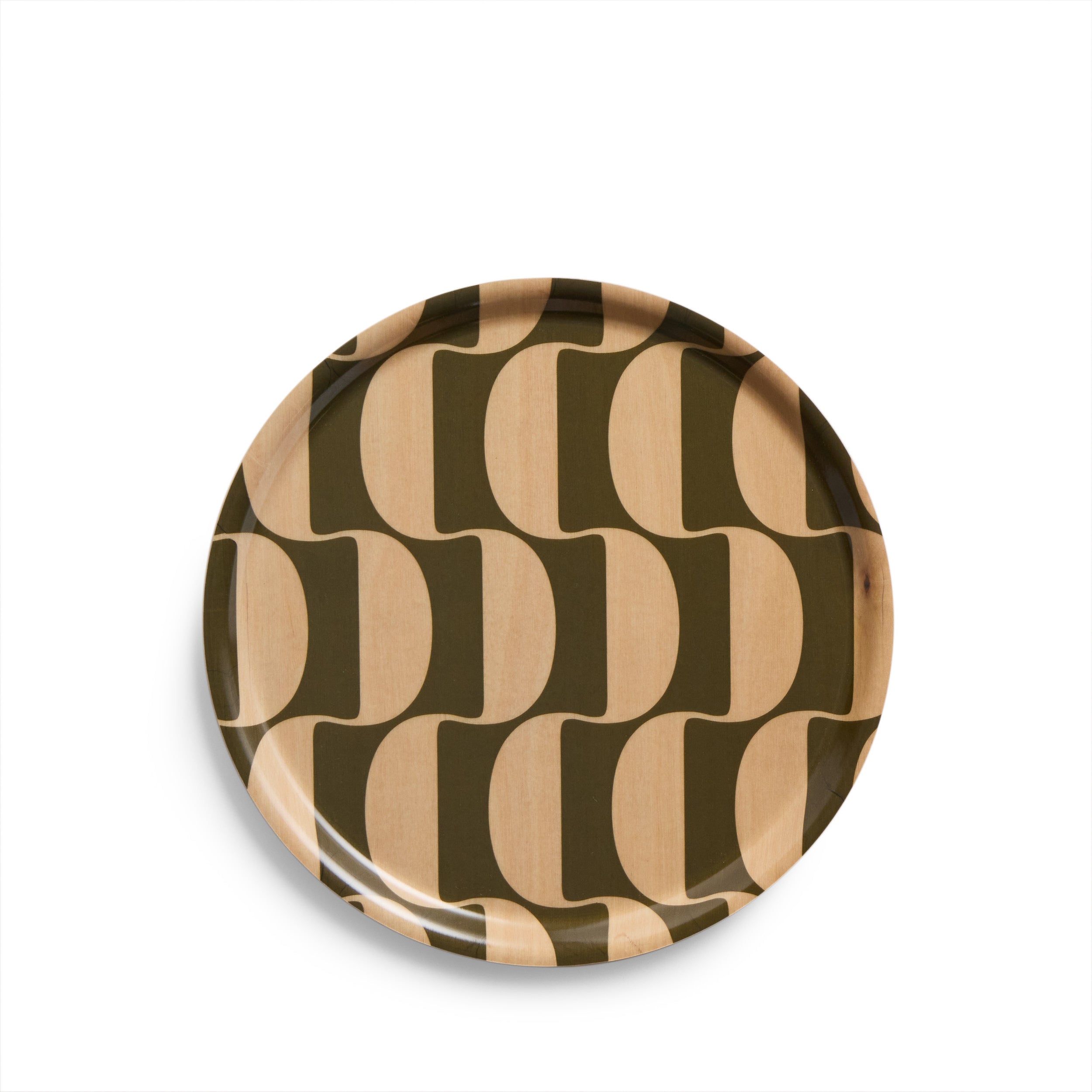 Parentheses Pattern Round Tray in Pesto Zoom Image 1