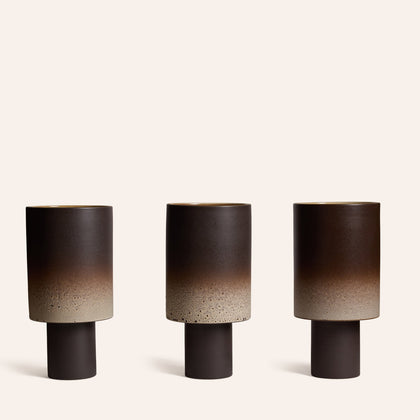 Stack Table Lamp Tall in Vanilla Bean and Matte Brown