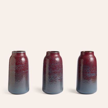 Tall Vase in Cranberry and Meteorite
