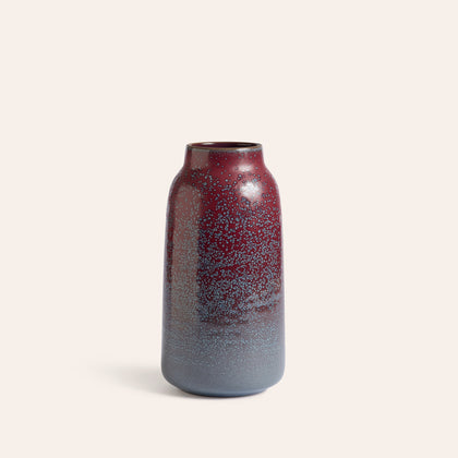 Tall Vase in Cranberry and Meteorite