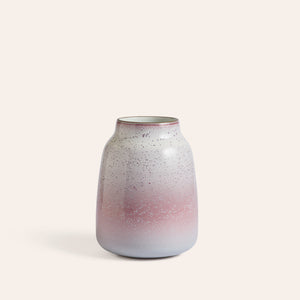 Wide Vase in Opaque White / Cranberry / Frost