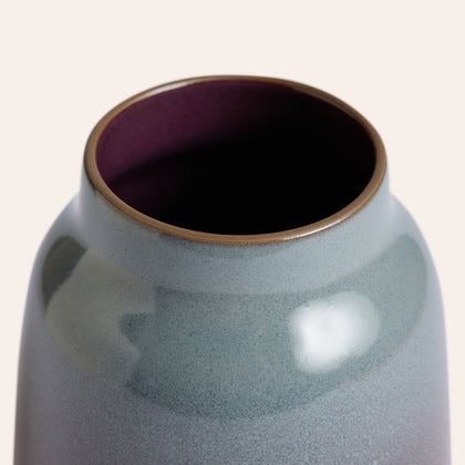 Wide Vase in Cranberry and Meteorite