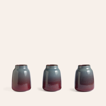 Wide Vase in Cranberry and Meteorite