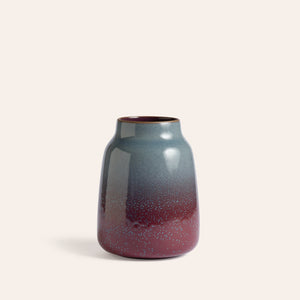 Wide Vase in Cranberry and Meteorite