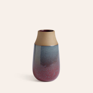 Neck Vase in Cranberry and Meteorite