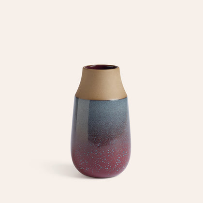 Neck Vase in Cranberry and Meteorite