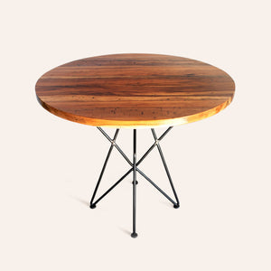 Pecan Top Round Cafe Table 36" in Natural Steel