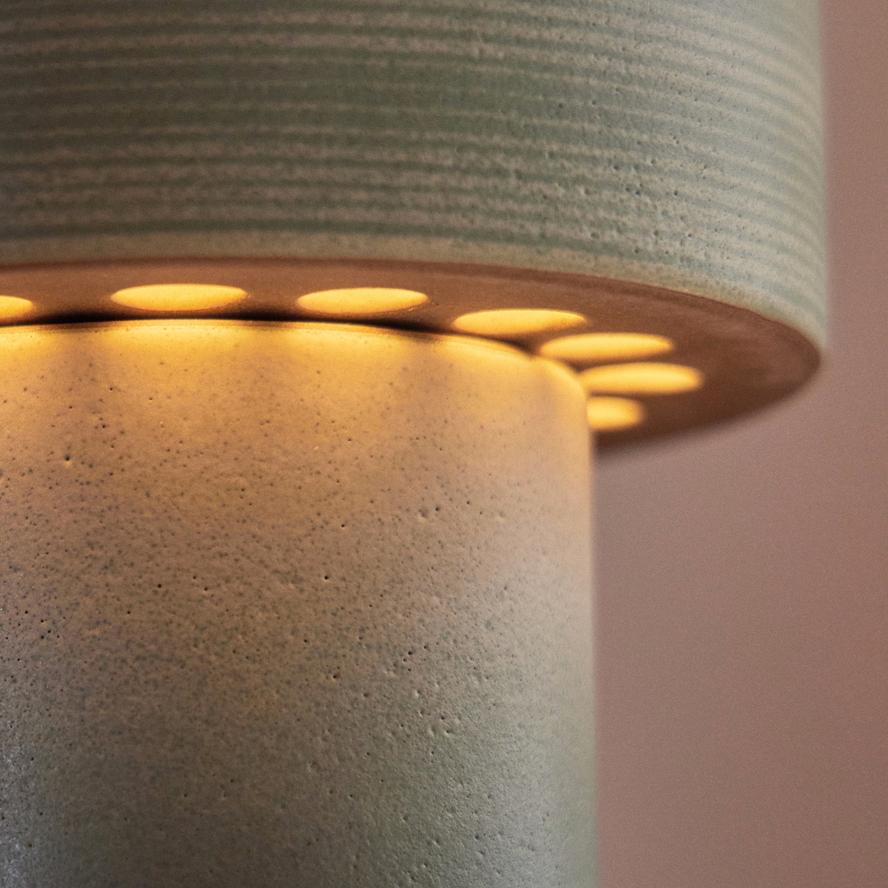 Stack Wide Table Lamp in Oat and Penny Green