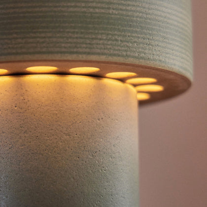 Stack Wide Table Lamp in Oat and Penny Green