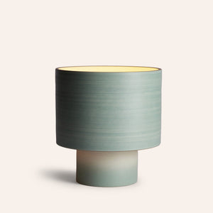 Stack Wide Table Lamp in Oat and Penny Green
