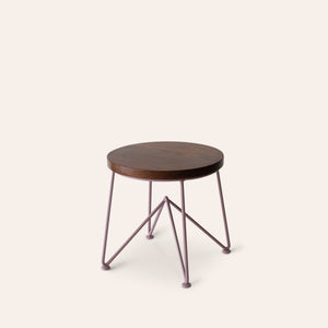 Walnut Stool with Mauve Base