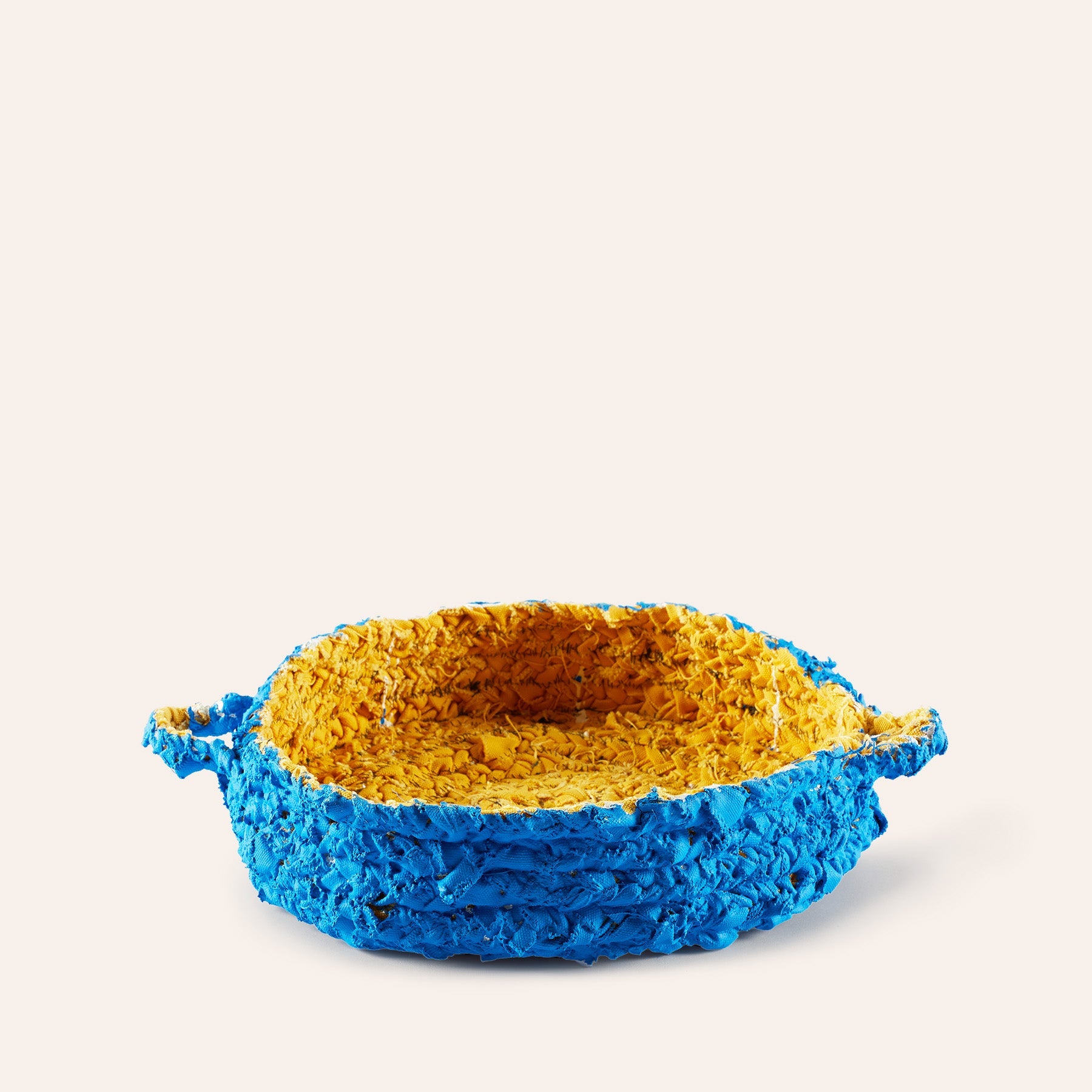 Small Round Nesting Tray in Blue and Yellow