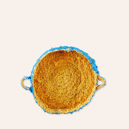Small Round Nesting Tray in Blue and Yellow