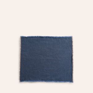 Linen Hopsack Placemat in Indigo Blue (Set of 2)