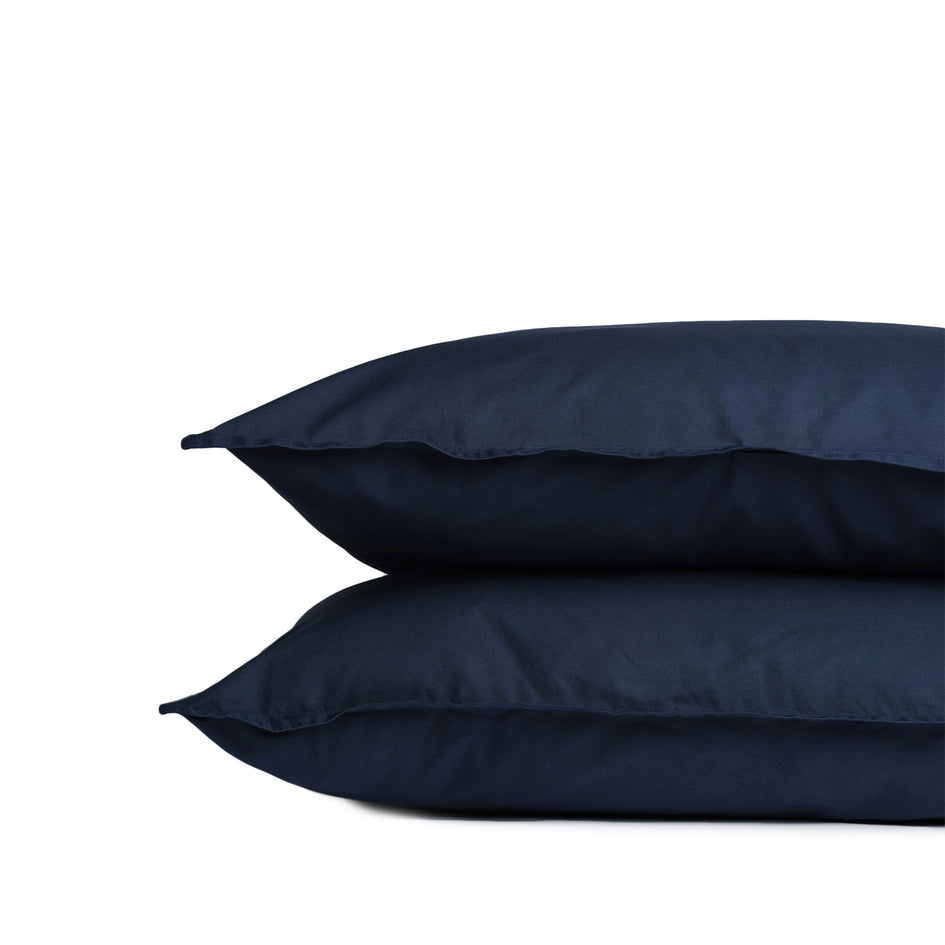 Percale Cotton Pillowcase in Distant Blue (Set of 2) Image 1