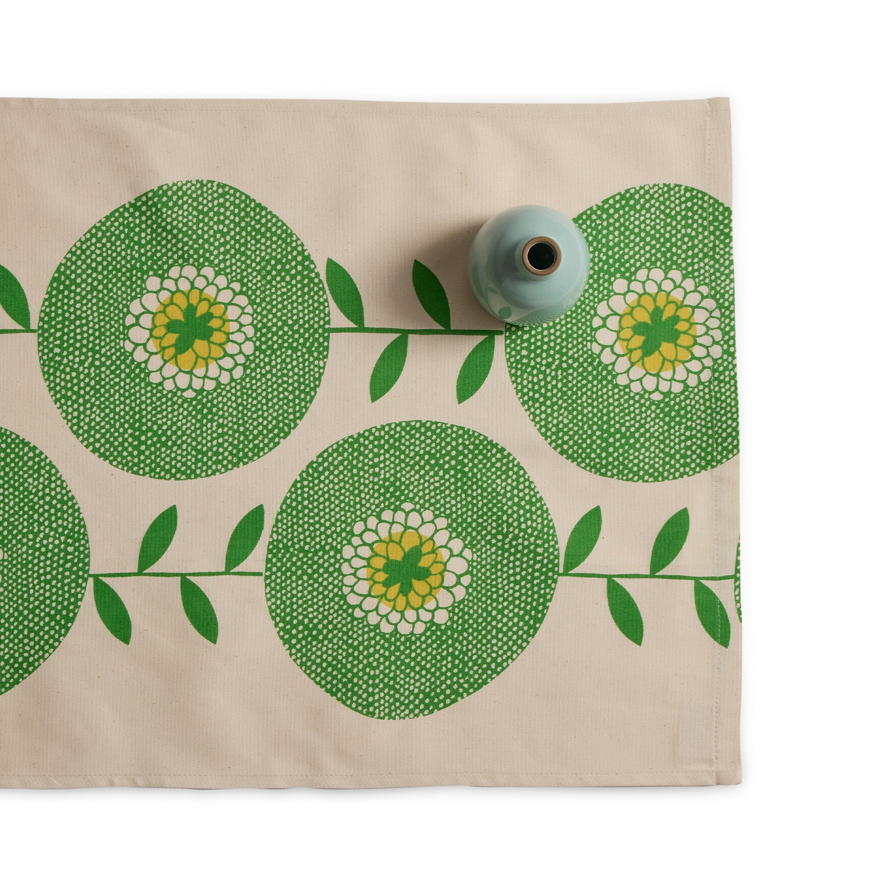 Flower Fields Table Runner in Grass Green Zoom Image 1