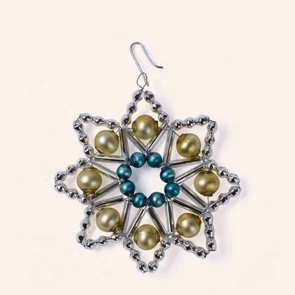 Star Ornament in Silver/Green/Blue