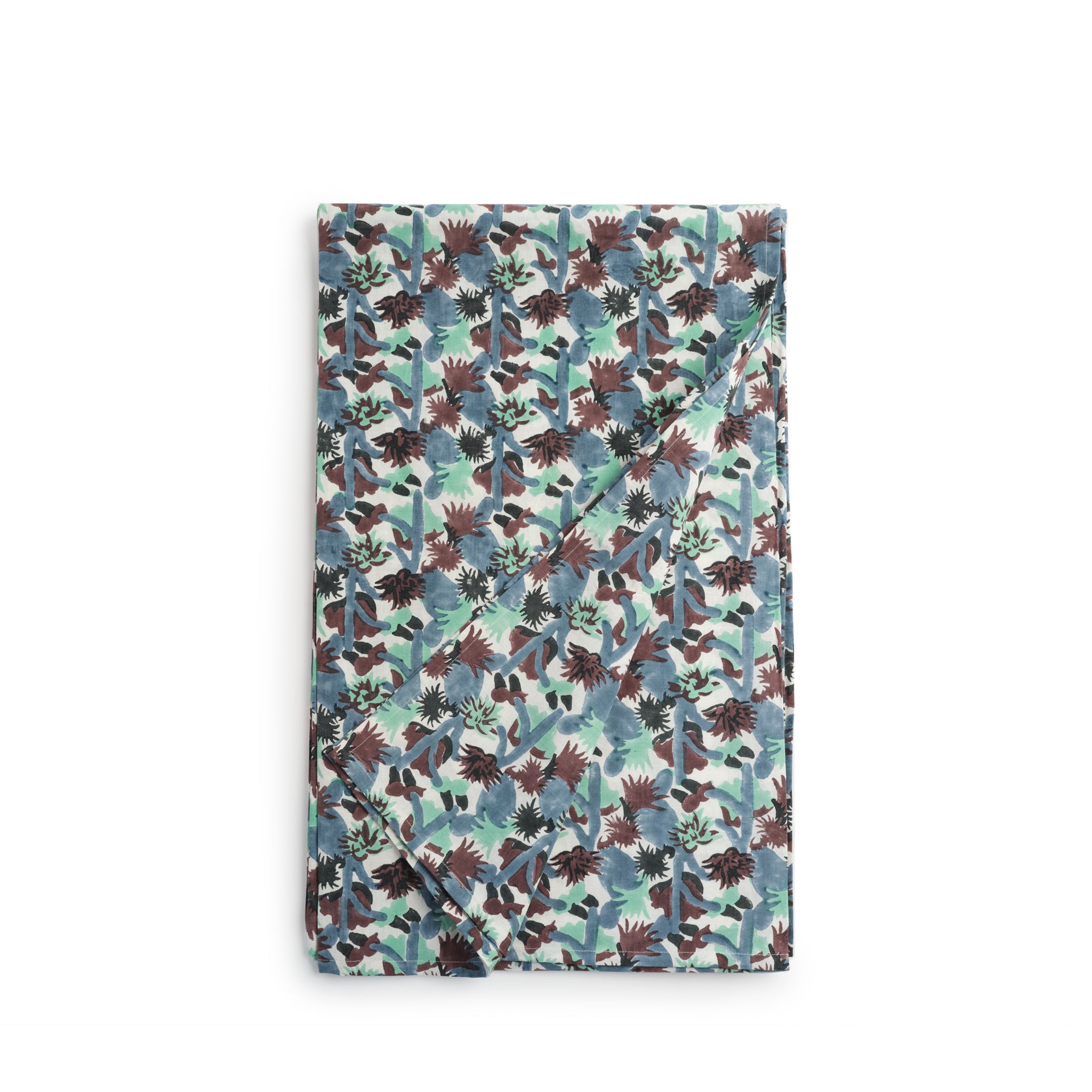 Block Print Tablecloth in Blue Zoom Image 1