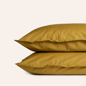 Percale Cotton Pillowcase in Citrine Green (Set of 2)
