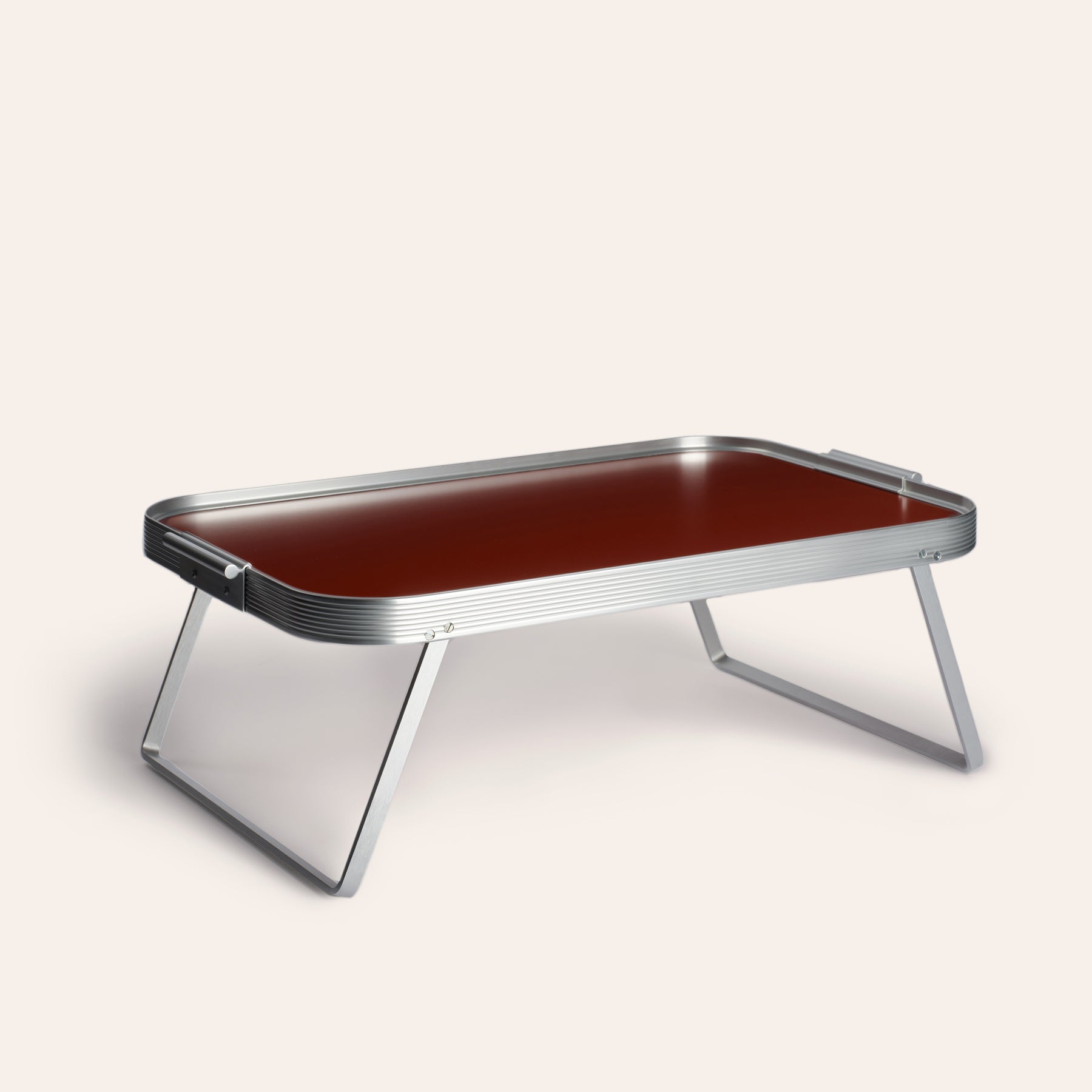Lap Tray in Burnt Red with Silver Surronds