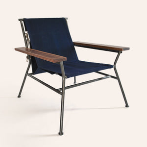 Canvas Lounge Chair in Navy Natural Steel