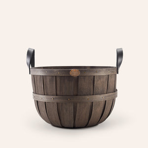 Oxford Basket in Gray Black Leather