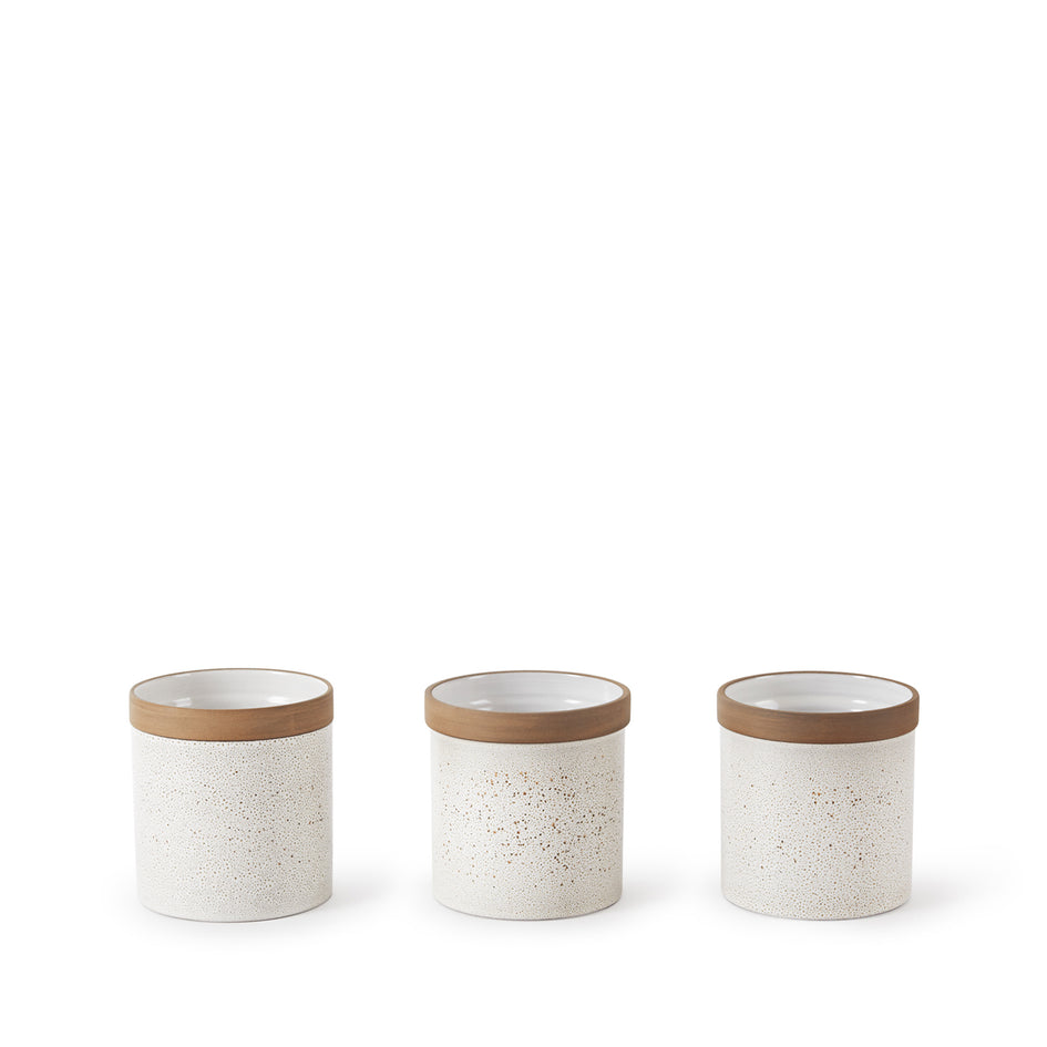 Utensil Crock in Opaque White and Matte Brown Image 4