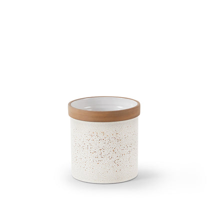 Utensil Crock in Opaque White and Matte Brown