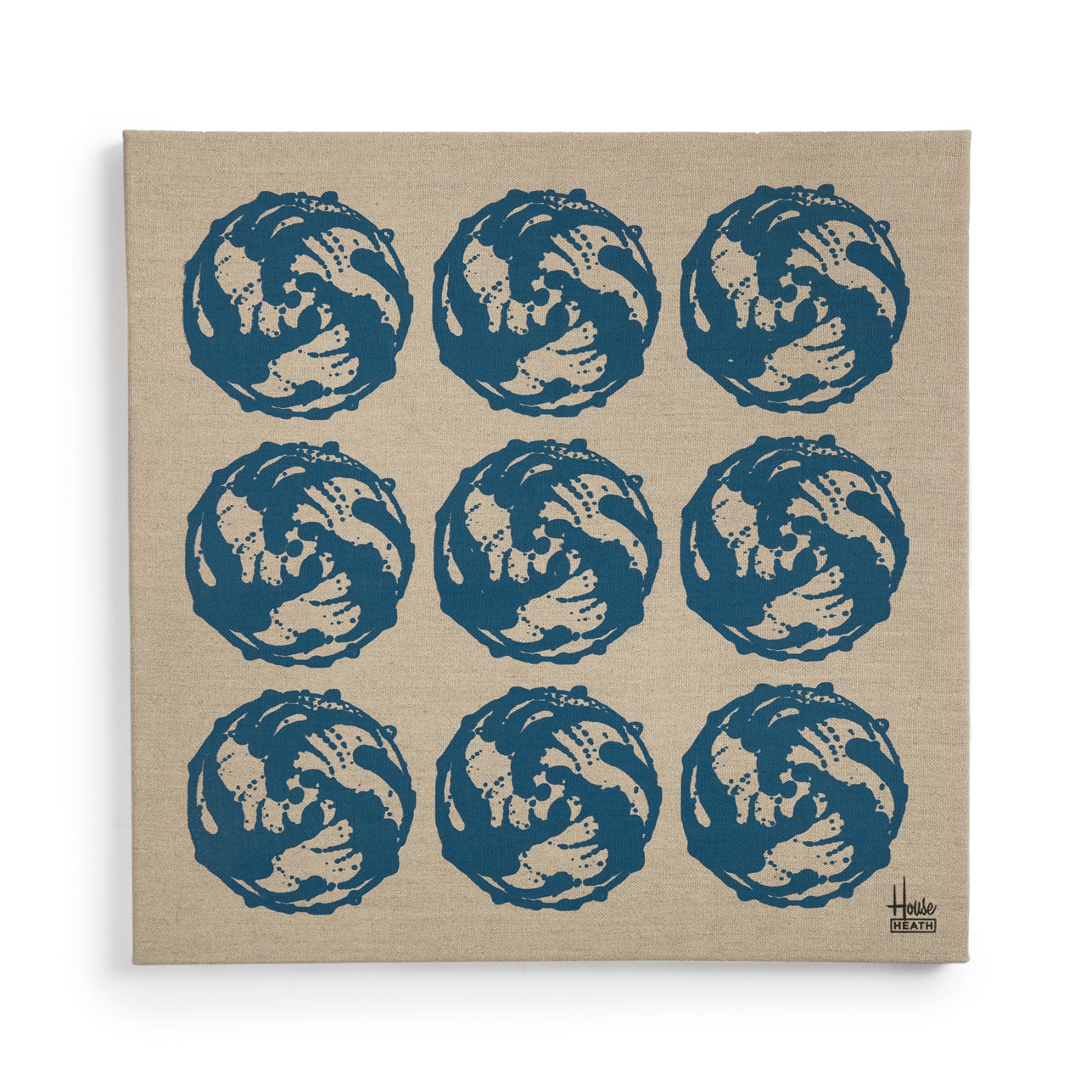 Linen Screen Print in Blue Zoom Image 1