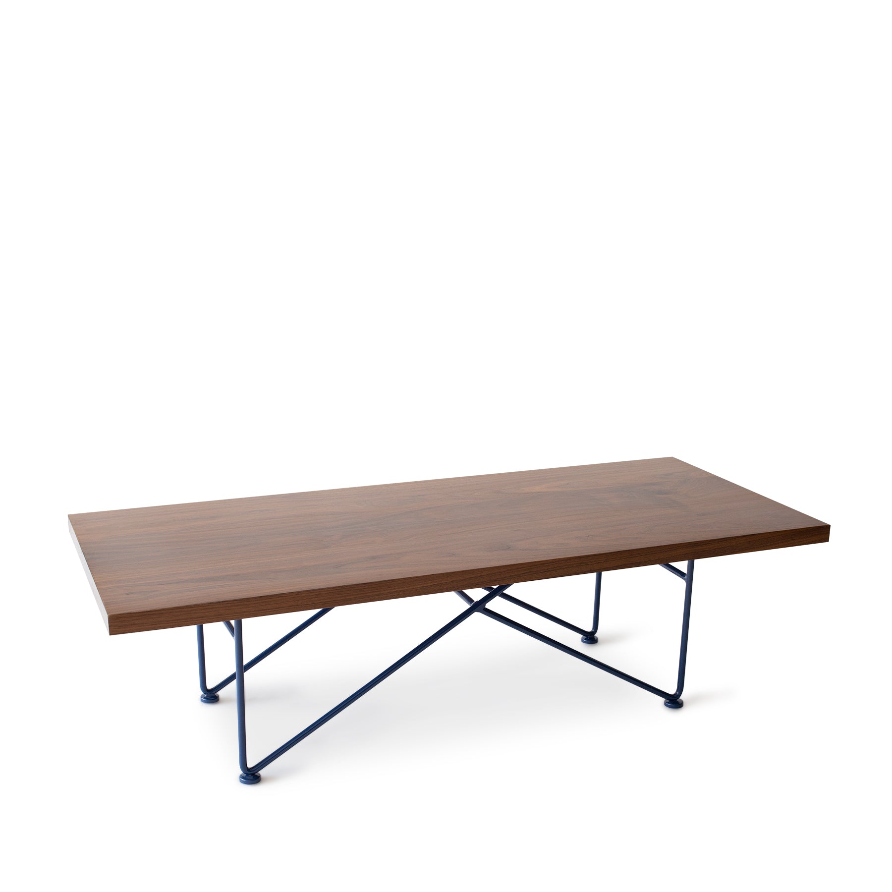 Walnut Coffee Table with Sapphire Blue Base Zoom Image 1
