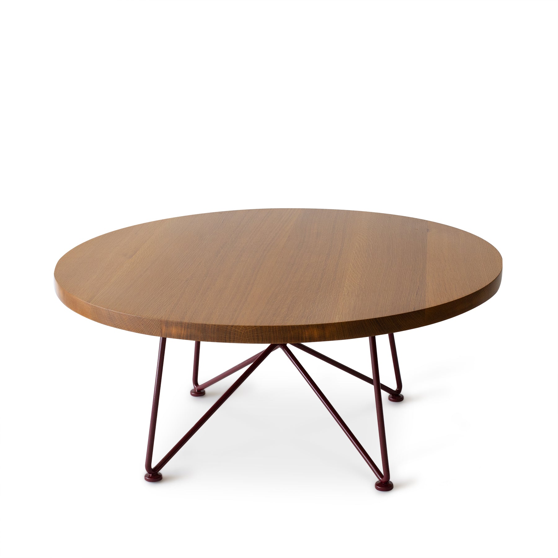 Quarter Sawn Oak Cocktail Table with Wine Red Base Zoom Image 1