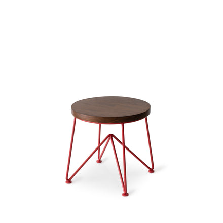 Walnut Stool with Strawberry Red Base