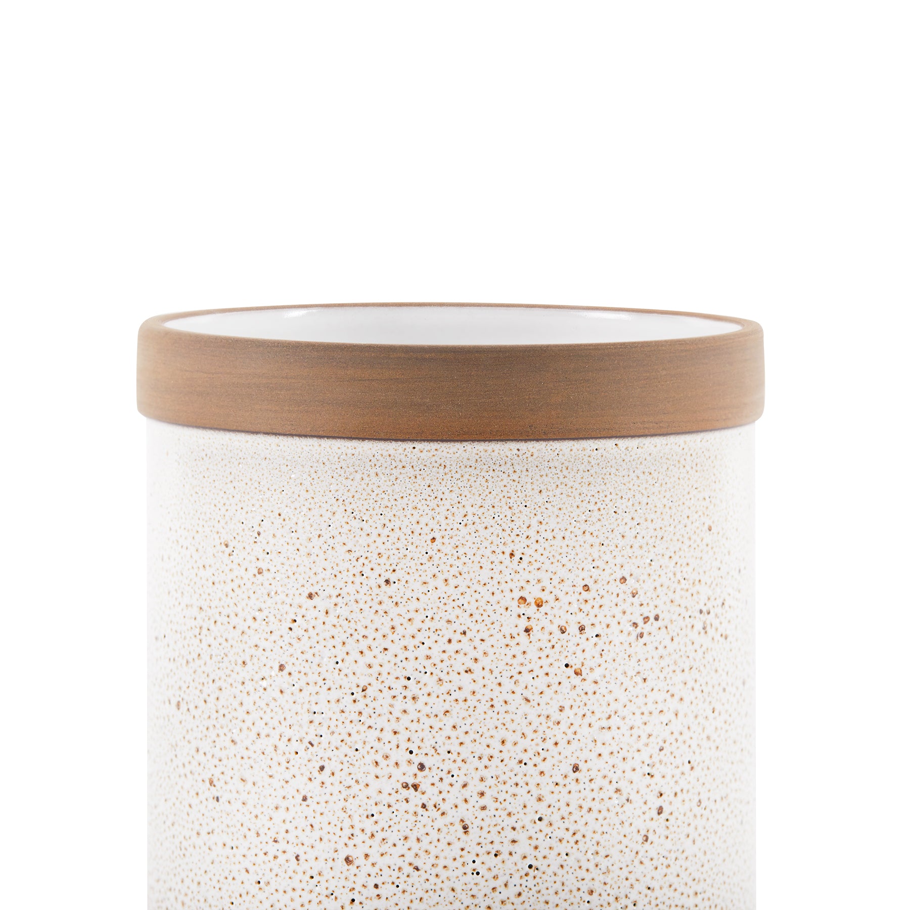 Utensil Crock in Opaque White and Matte Brown