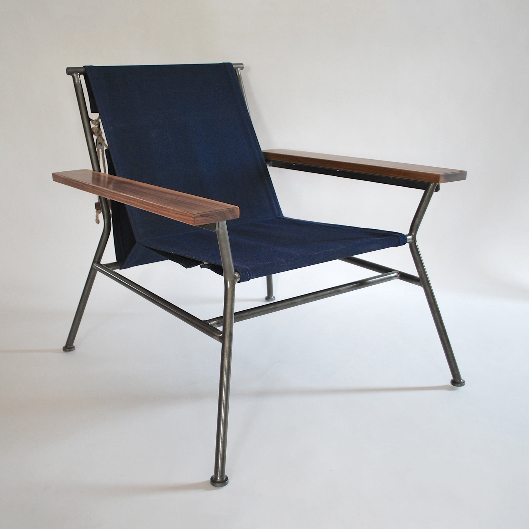 Canvas Lounge Chair in Navy Natural Steel Zoom Image 1